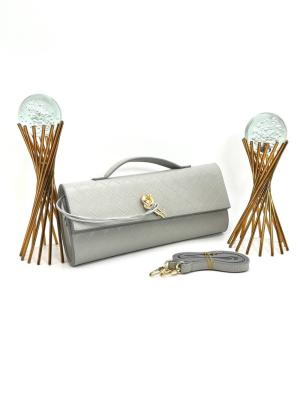 BOTTEGA VENETTA ANDİAMO CLUTCH BAG AQUALTİY SİLVER