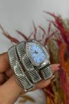 Bvlgari gümüş Mavi Kadran Yılan Saat | S607