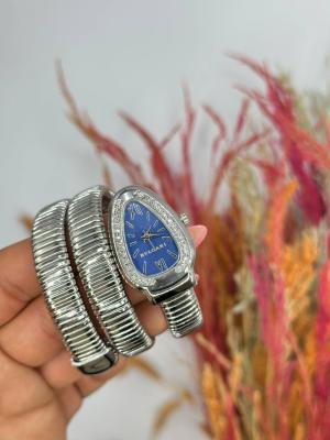 Bvlgari gümüş Mavi Kadran Yılan Saat  S608