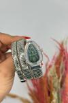 Bvlgari Gümüş Yeşil Kadran Yılan Saat  S619