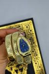 Bvlgari Gold- Mavi Kadran Taşlı Yılan Saat  S404