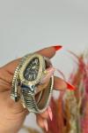 Bvlgari Gold -Gümüş Siyah Kadran Yılan Saat  S620