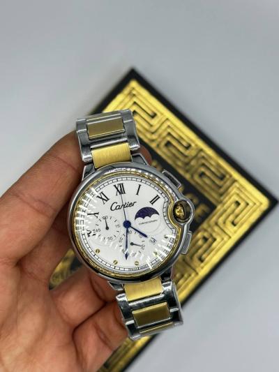 Cartier Gold Gümüş  Çelik Kordon Erkek Kol Saati  S544
