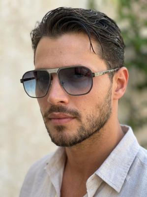 Cartier Mavi Kare Metal Çerçeveli Erkek Güneş Gözlüğü G4690-ILY