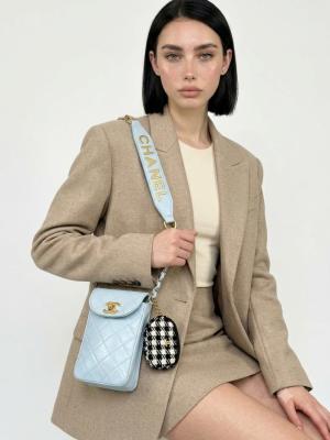 Chanel Bebe Mavisi Askılı Telefon Çantası  VLT-408