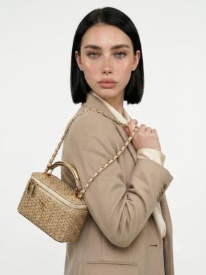 Chanel Hasır Dokulu Vanity Case Orta Boy Omuz Çantası VLT-422