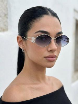 Chanel Logolu Gümüş  Metal Güneş Gözlüğü G4712-CN