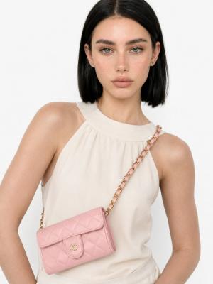 Chanel Model Pembe Kapitone Zincirli Mini El ve Omuz Çantası VLT-503
