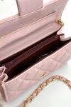Chanel Model Pembe Kapitone Zincirli Mini El ve Omuz Çantası VLT-503
