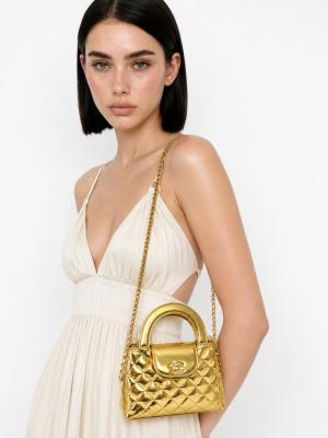 Chanel Small Kelly Metalik Gold Kapitone Çanta  VLT-512