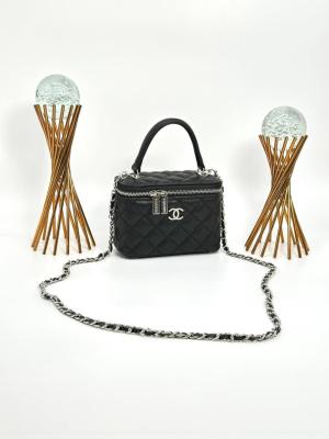 Chanel Vanity Case With Miror Siyah-Gümüş Kadın Çanta VLT325