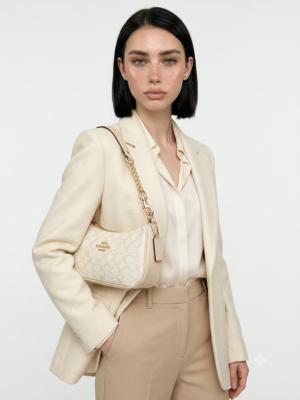 Coach Teri Signature Bej Omuz Çantası VLT-419