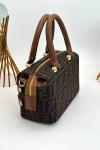 Fendi FF Monogram Kahverengi Boston Kadın Omuz Çantası VLT-414