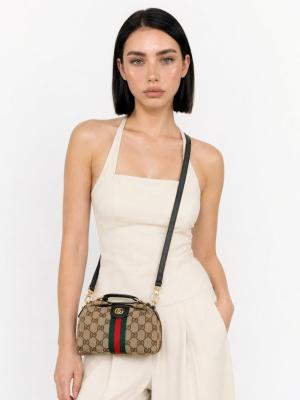 Gucci GG Desenli Siyah-Kahve Mini Vanity Bag (Ayarlanabilir Uzun Askılı) VLT-510