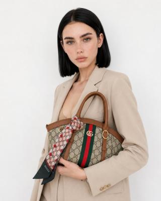 Gucci Ophidia Kahverengi GG Monogram Kadın El ve Omuz Çantası VLT-427