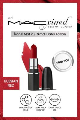 Mac Nemlendirme Etkili Yoğun Renk Sağlayan Ruj -Russian Red  mini Boy