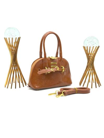 Miu Miu AVENTURE NAPPA TOP HANDLE BAG BROWN