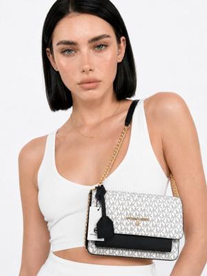 Monogram Desenli Beyaz Mini Kutu Çanta (Zincir Askılı) VLT-504