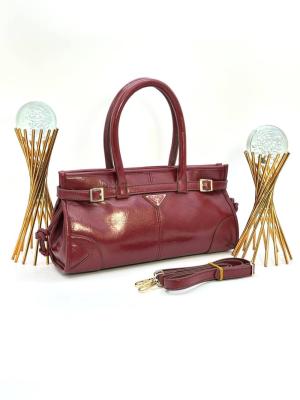 PRADA ANAMEL TRİANGLE LOGO TOTE BAG BORDO