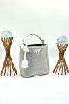 PRADA PANİER CRYSTAL SATİN BAG NEW MODEL WHİTE