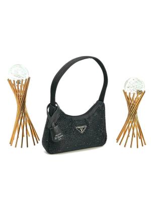 PRADA WİTH CRYSTALS MİNİ BAG BLACK