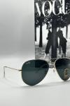 Rayban Damla Siyah Cam Gold Çerçeve Erkek Güneş Gözlüğü | G1342