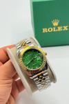 Rolex Gold-Gümüş Yeşil Kadran Kadın Saat | S609-VLL