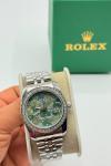 Rolex Gümüş Yeşil Kadran Kadın Saat | S721-VLL