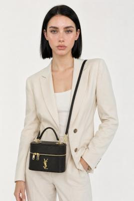 Saint Laurent Gaby Vanity Acı Kahve Kapitone Deri Kadın El ve Omuz Çantası VLT-459