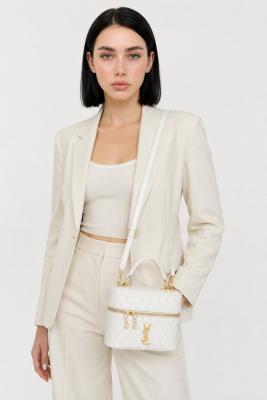 Saint Laurent Gaby Vanity Beyaz Kapitone Deri Kadın El ve Omuz Çantası VLT-461