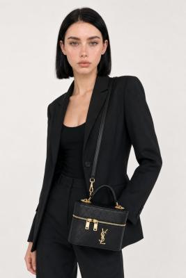 Saint Laurent Gaby Vanity Siyah Kapitone Deri Kadın El ve Omuz Çantası VLT-462