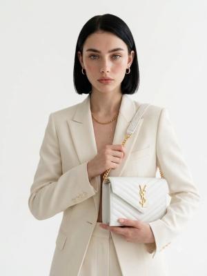 Saint Laurent Beyaz Zarf Çanta VLT-475