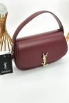 YSL Voltaire Bordo Logolu Deri Baget Omuz Çantası VLT-449