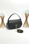 YSL Voltaire Siyah Logolu Deri Baget Omuz Çantası VLT-450