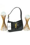 YVES SAINT LAURENT LE 5 Â 7 SHOULDER BAGS PATENT LEADER BLACK