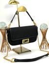 Fendi Baguette Handbag Siyah Süet Kadın Çanta  VLT308 Siyah