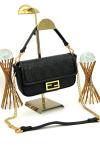 Fendi Baguette Handbag Siyah Deri Kadın Çanta VLT309 Siyah