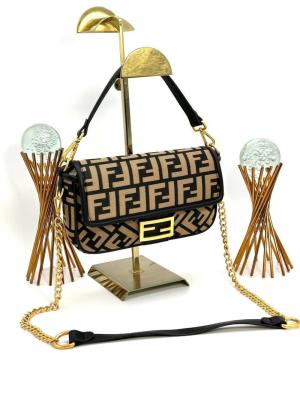 Fendi Baguette Handbag Siyah-Kahverengi Kadın Çanta VLT314 Siyah Kahverengi