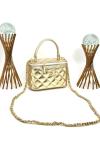 Chanel Vanity Case With Miror Metalik Gold Kadın Çanta VLT327 Gold