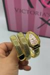 Bvlgari Gold Pembe Kadra Yılan Kadın Saat S804 Gold