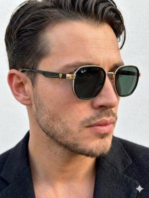 Ray-Ban Scuderia Ferrari Silver-Green Unisex Güneş Gözlüğü G4352-VLL Yeşil