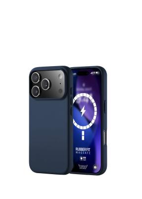 iPhone 17 Pro Rubber Fit Dark Blue Silikon Magsafe Uyumlu Telefon Kılıfı Diğer