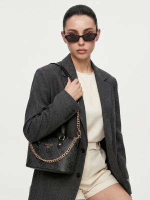  Guess Leona Logo Mini Kömür - Antrasit Gri Kadın Çanta  VLT-404 Siyah