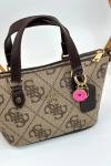 Guess Leona Logo Mini Kahverengi Kadın Çanta VLT-406 Acı Kahve