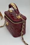 Chanel Vanity Case Aynalı Orta Boy Bordo Omuz Çantası VLT-421 Bordo