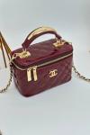 Chanel Vanity Case Aynalı Orta Boy Bordo Omuz Çantası VLT-421 Bordo