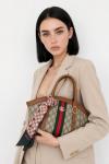 Gucci Ophidia Kahverengi GG Monogram Kadın El ve Omuz Çantası VLT-427 Kahverengi
