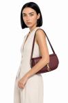 YSL Voltaire Bordo Logolu Deri Baget Omuz Çantası VLT-449 Bordo