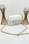 Chanel Pre-Owned Classic Flap Beyaz Kapitone Deri Kadın Omuz Çantası VLT-454 Beyaz
