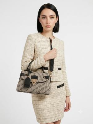 Guess Mini Monogram El Çantası Doktor Model VLT-473 Ekose Kahve